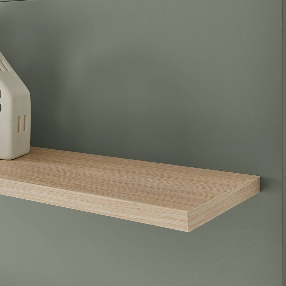 Design Wohnwand Ulfava in Graugrün und Eichefarben (vierteilig)