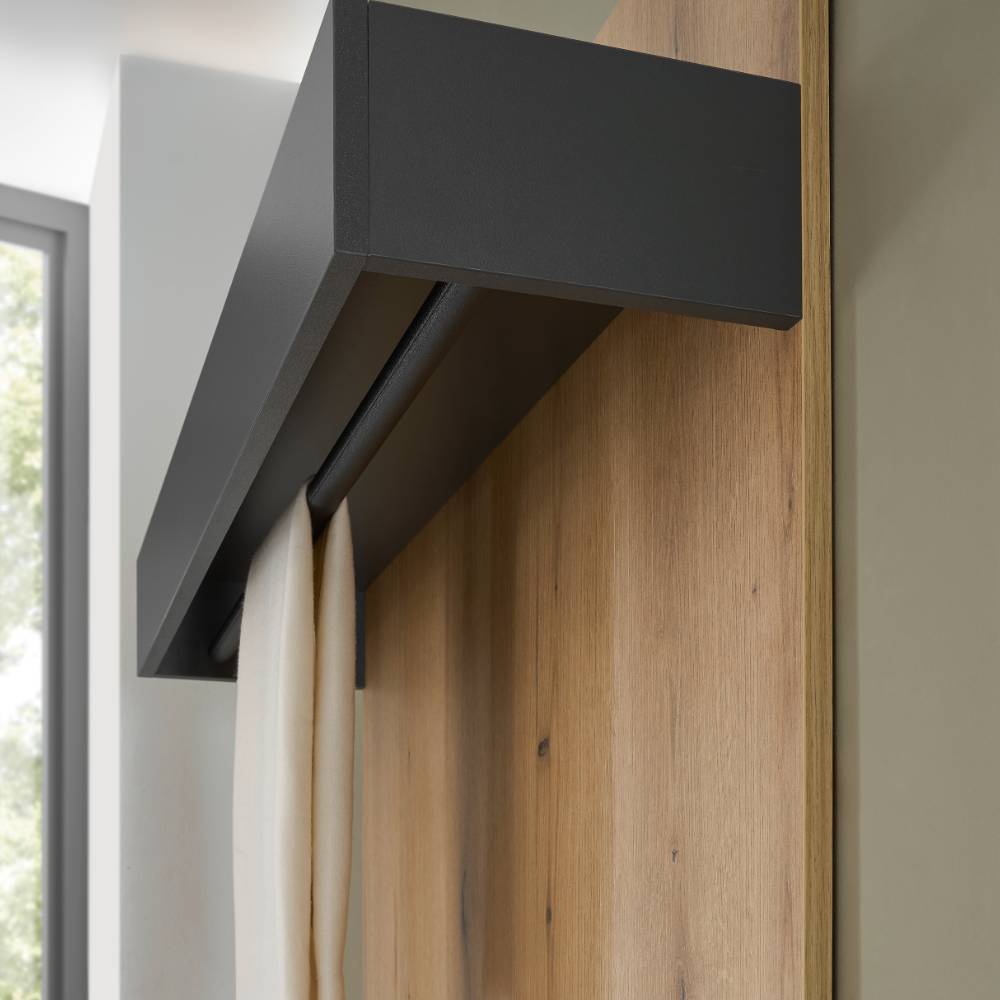 Wandgarderobe Castilla in Wildeichefarben mit 3 Kleiderhaken