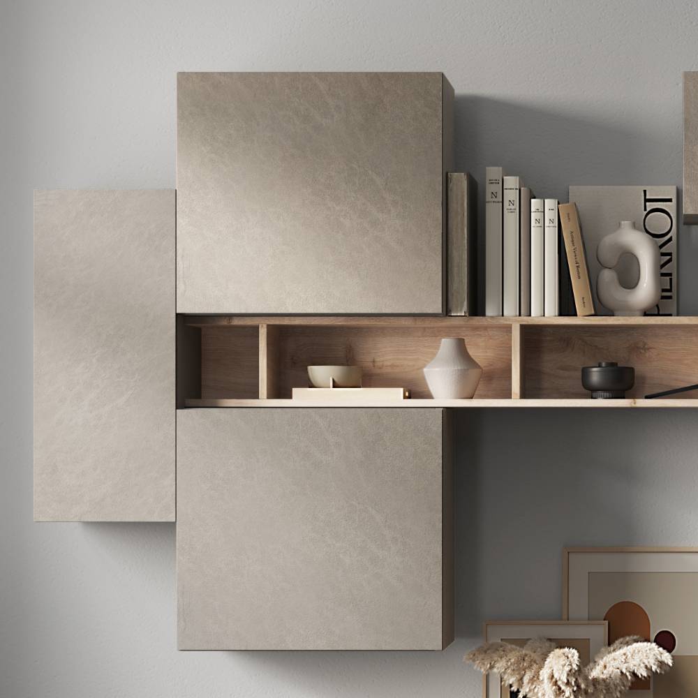 TV Wohnwand Yaderra 276 cm breit für die Wandmontage (siebenteilig)