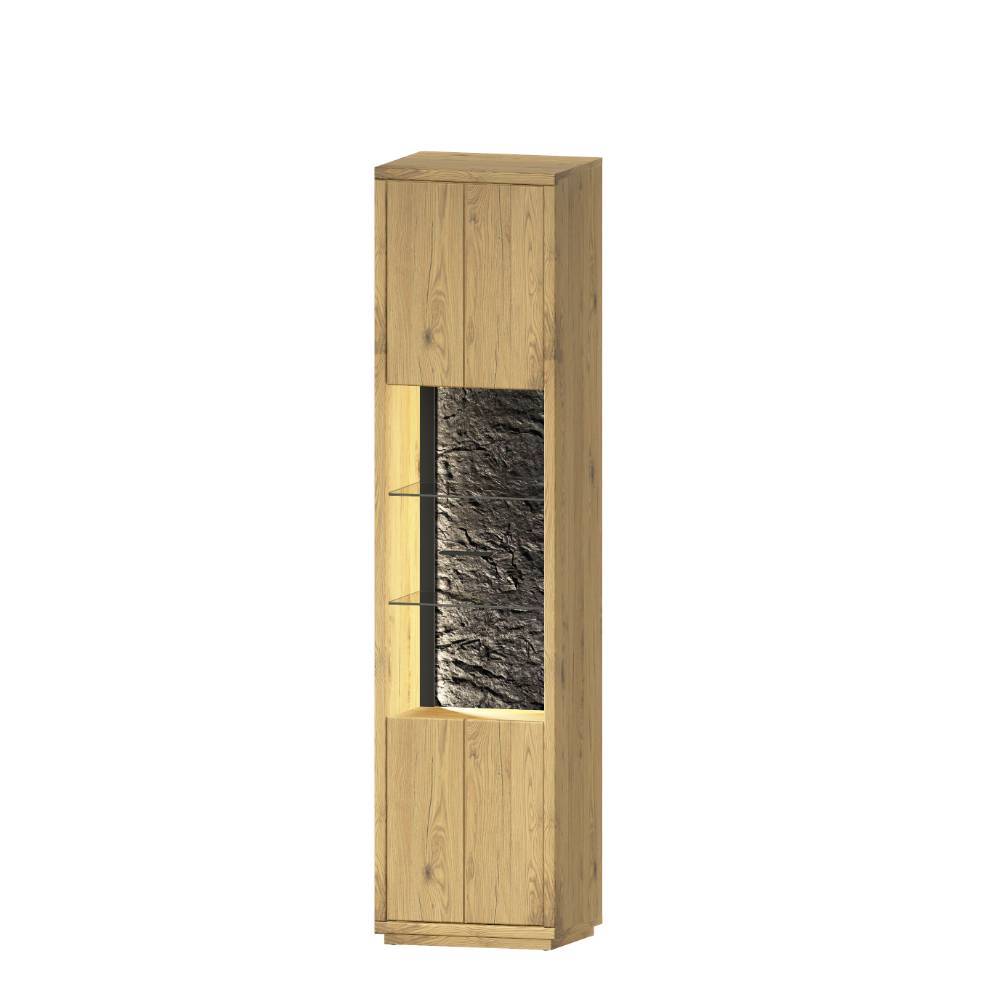 Wohnwand modern Ostoro in Wildeiche Bianco 206 cm hoch (dreiteilig)