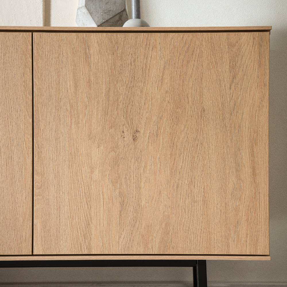 Wohnwand modern Carno in Eiche Stone Holzoptik 200 cm hoch (dreiteilig)