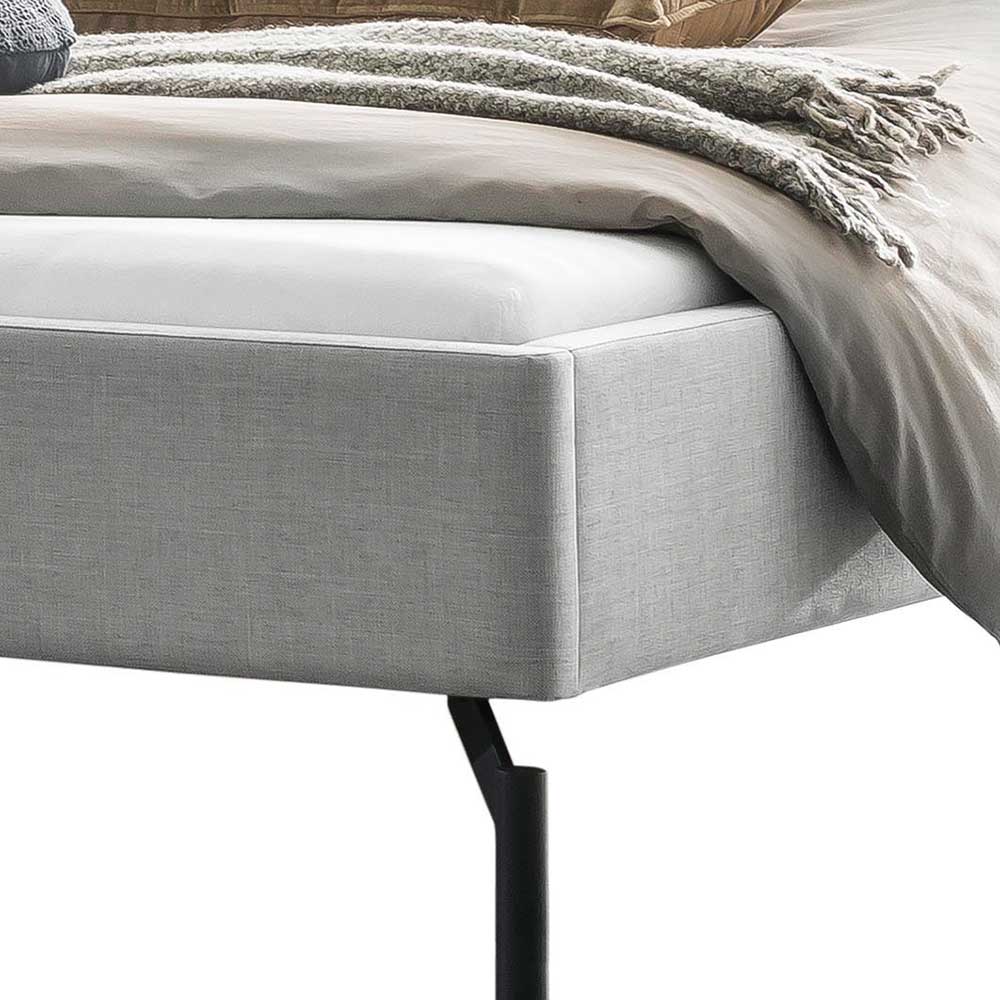 Stoffbett 140x200 cm Jaclyn in Grau und Anthrazit mit Fußgestell aus Metall