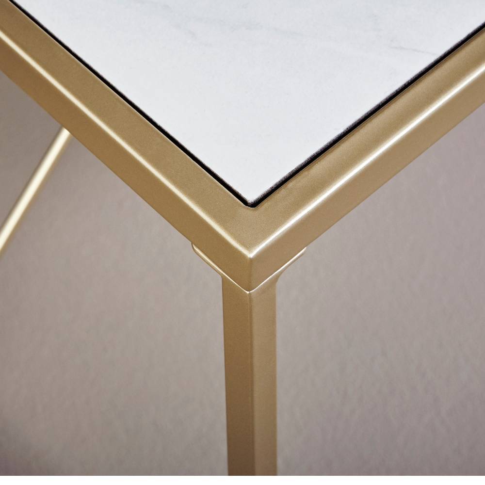 Couchtisch Taifun in Goldfarben und Marmor Optik