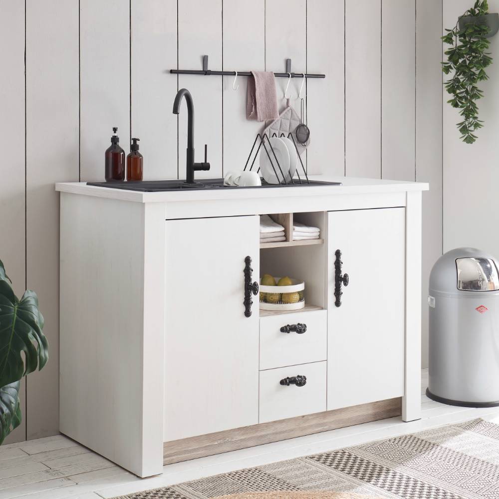 Landhausküche Flurencina in Weiß 192 cm breit (vierteilig)
