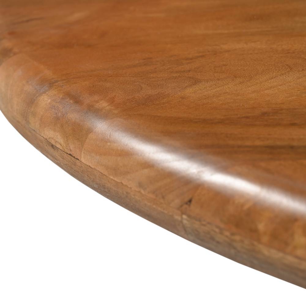 Esszimmergarnitur Bertylan aus Mangobaum Massivholz und Boucle Stoff (fünfteilig)
