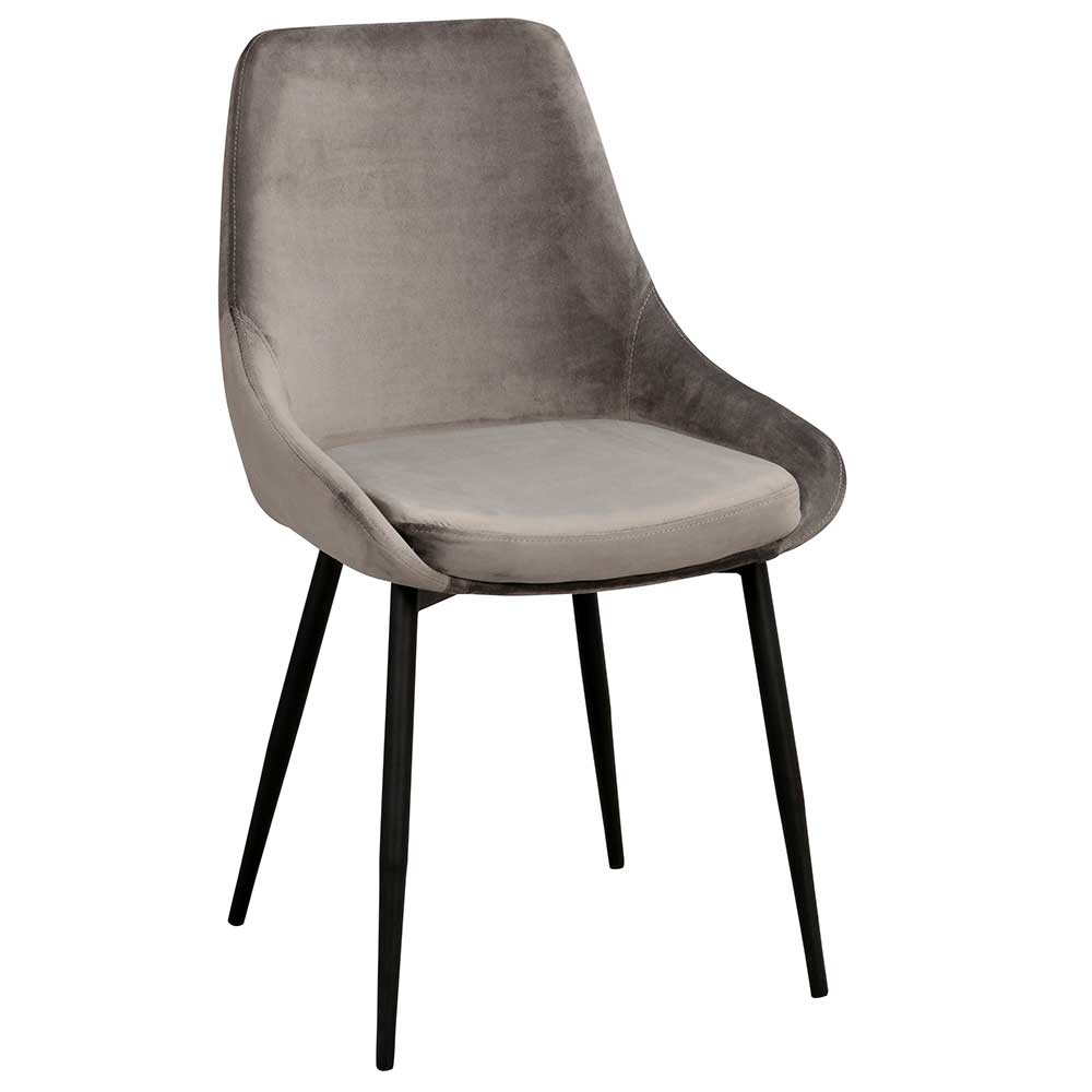 Küchenstuhl Set Ivany aus Samt und Stahl modern (2er Set)