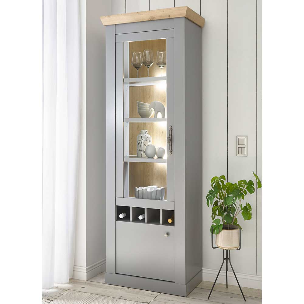 Vitrine Cellossa im Landhausstil mit Flaschenfächern