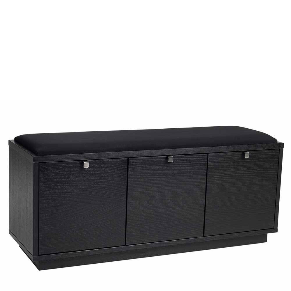 Garderoben Sitzbank Davadus mit Echtholz furniert in Schwarz gebeizt und lackiert