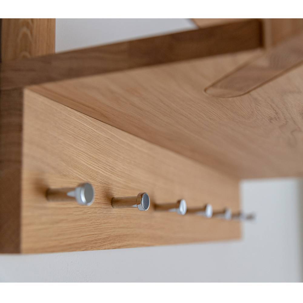 Wandgarderobe Gravura aus Eiche Massivholz mit Hutablage aus Holz