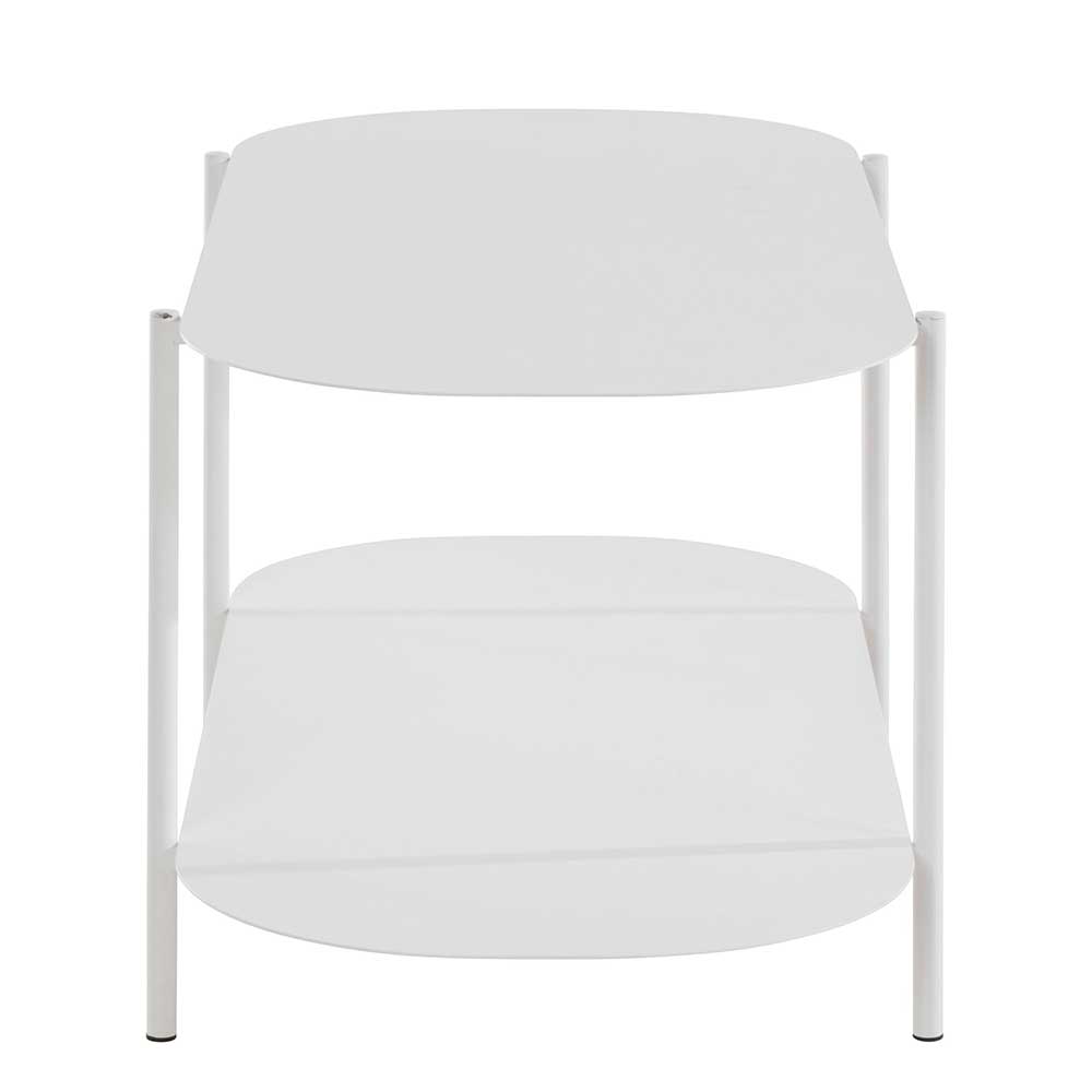 Metall Wohnzimmer Tisch Claudie mit ovaler Platte in Weiß
