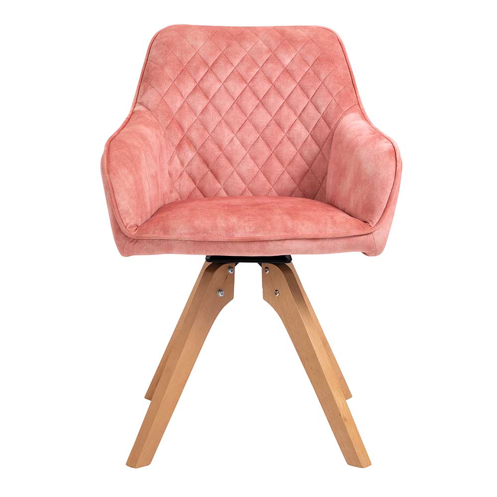 Tischgruppe Bojea mit rosa Stühlen im Skandi Design (siebenteilig)