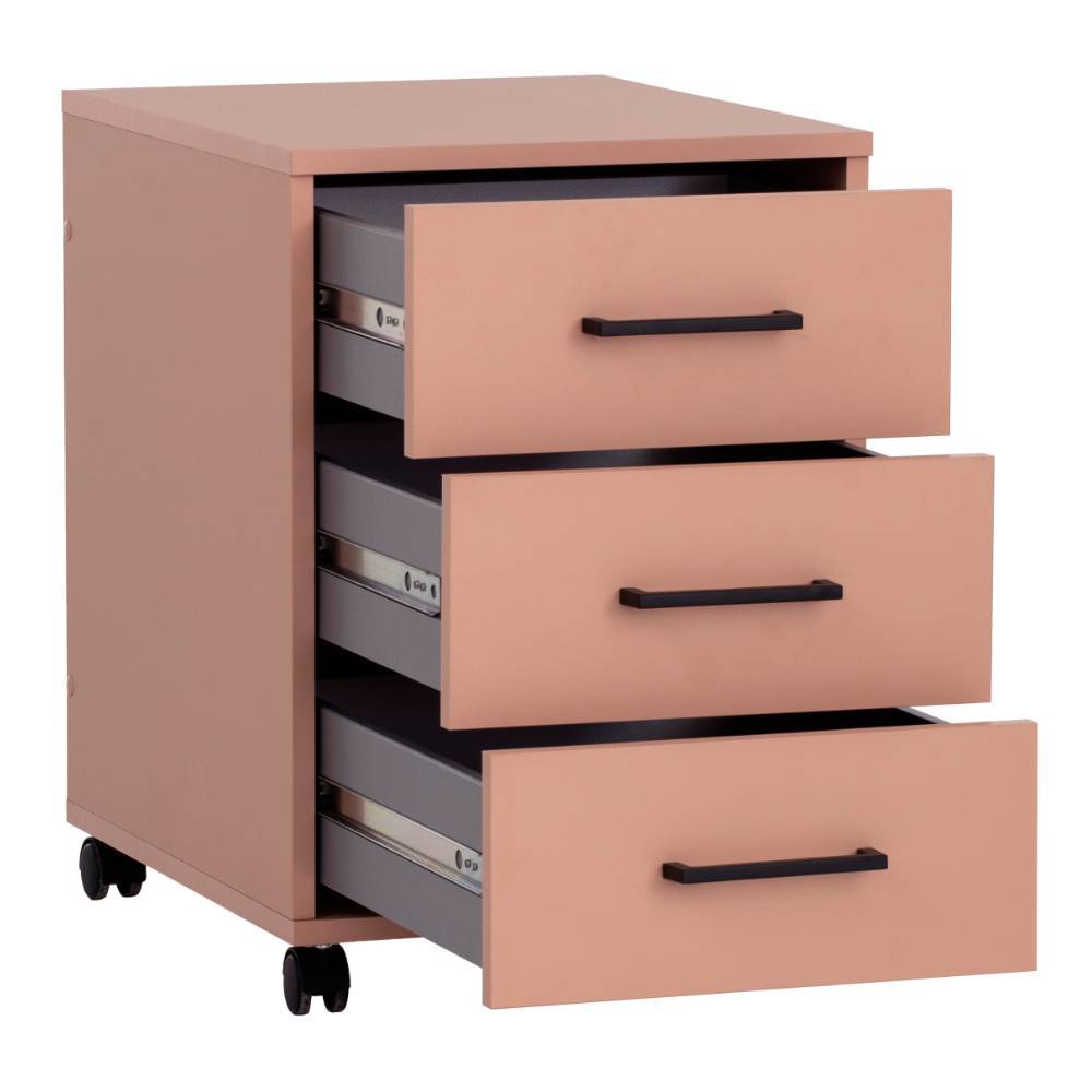 Bürorollcontainer Memba in Apricot mit drei Schubladen