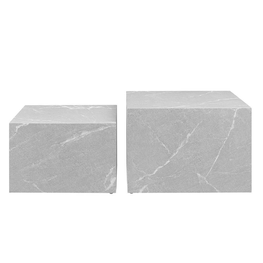 Zweisatztisch Yamescoa in Grau und quadratischer Form (zweiteilig)