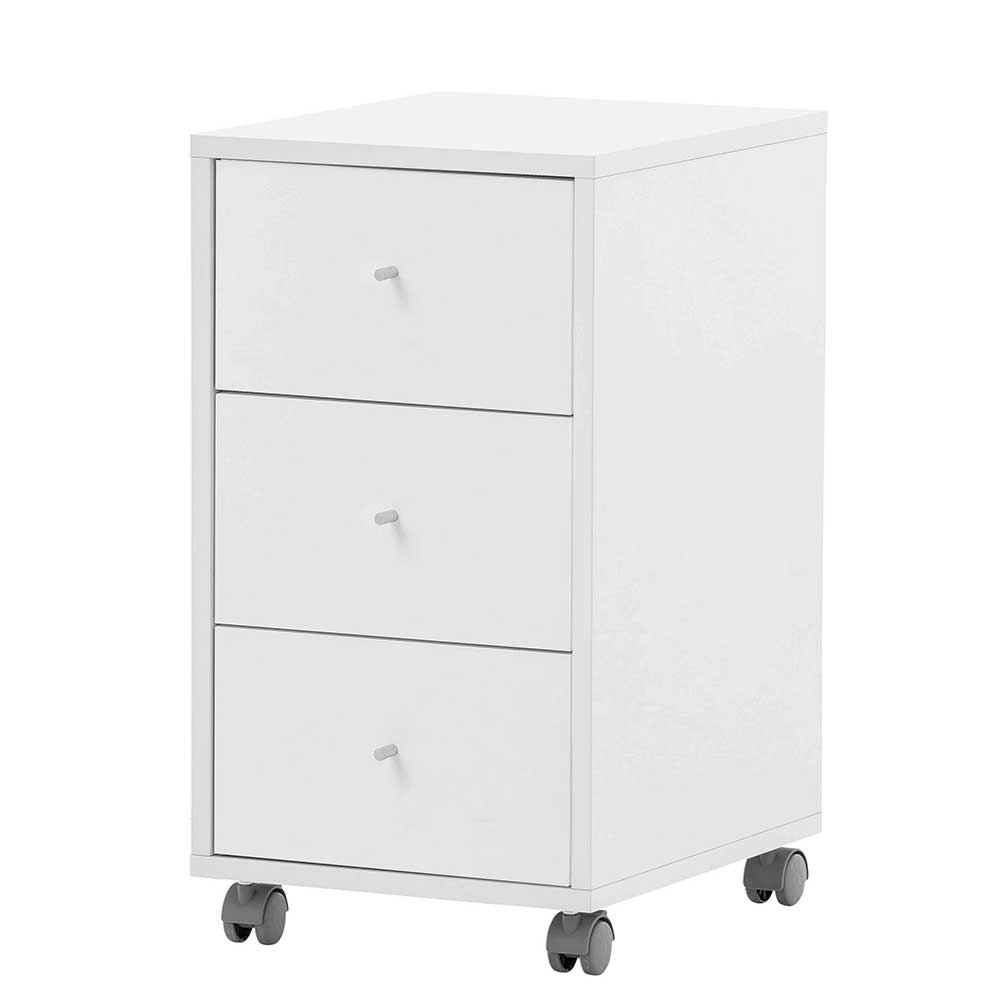 Schreibtisch Container Damyant in Weiß mit drei Schubladen