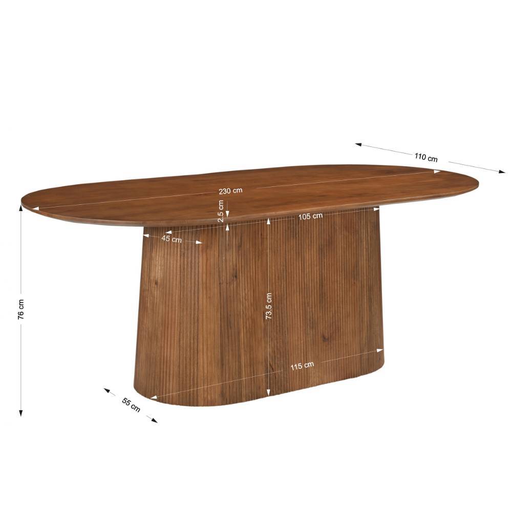 Küchen Tisch Bertylan in ovaler Form 230 cm breit