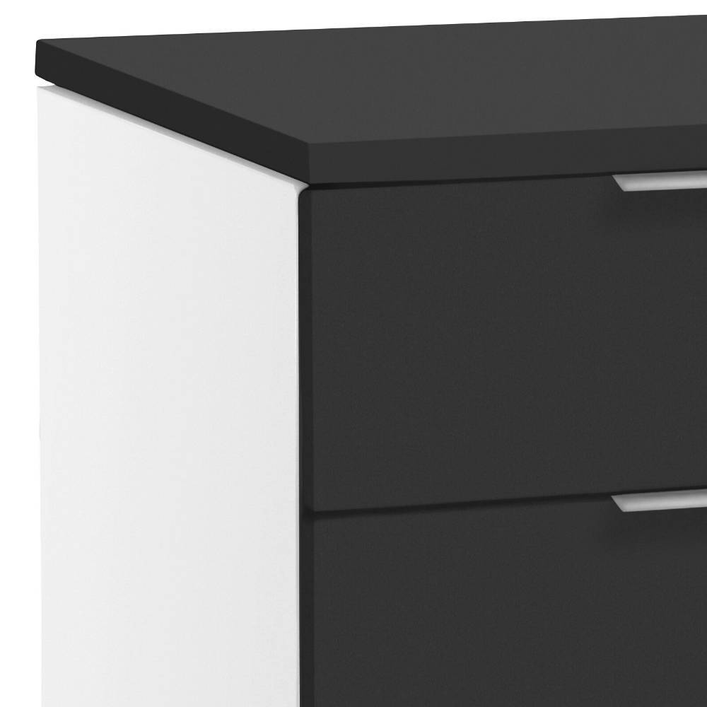 Schubladen Sidebord Junetega in Anthrazit und Weiß
