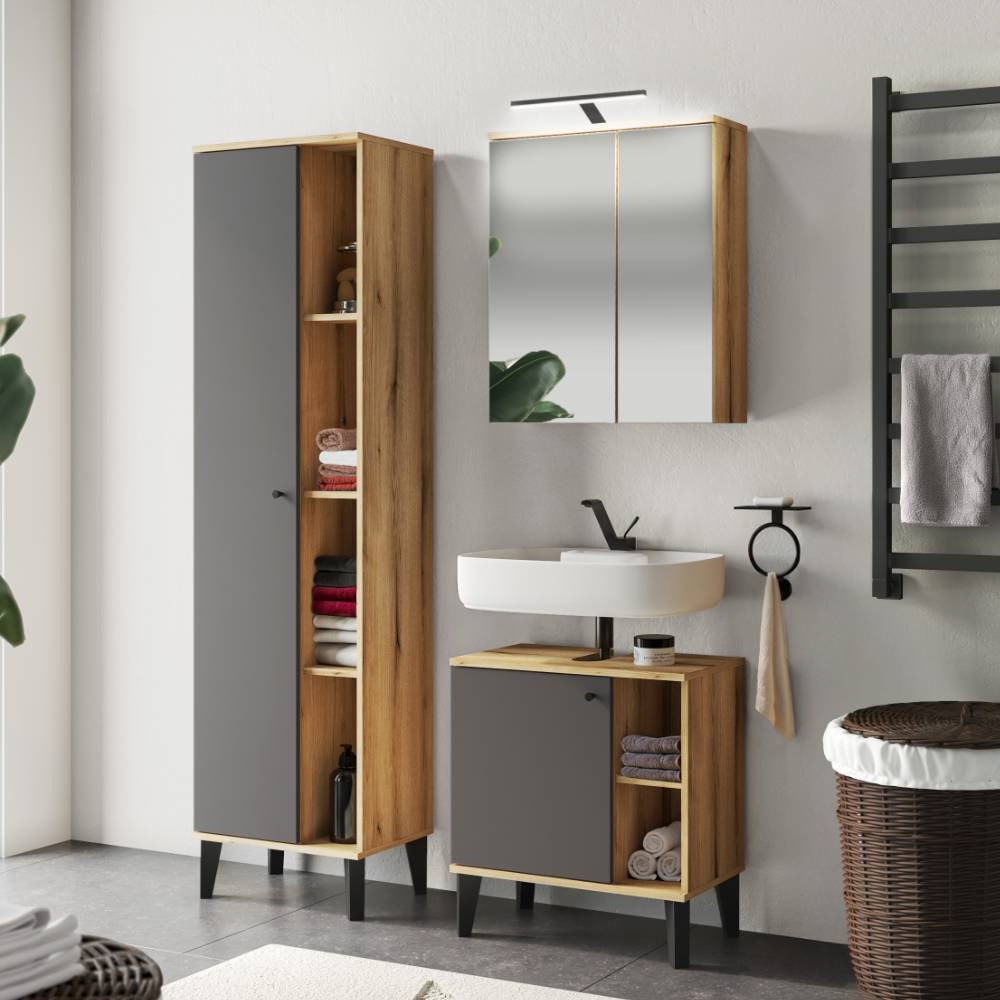 Moderne Badmöbel Pattinos dreiteilig - 190 cm hoch (dreiteilig)
