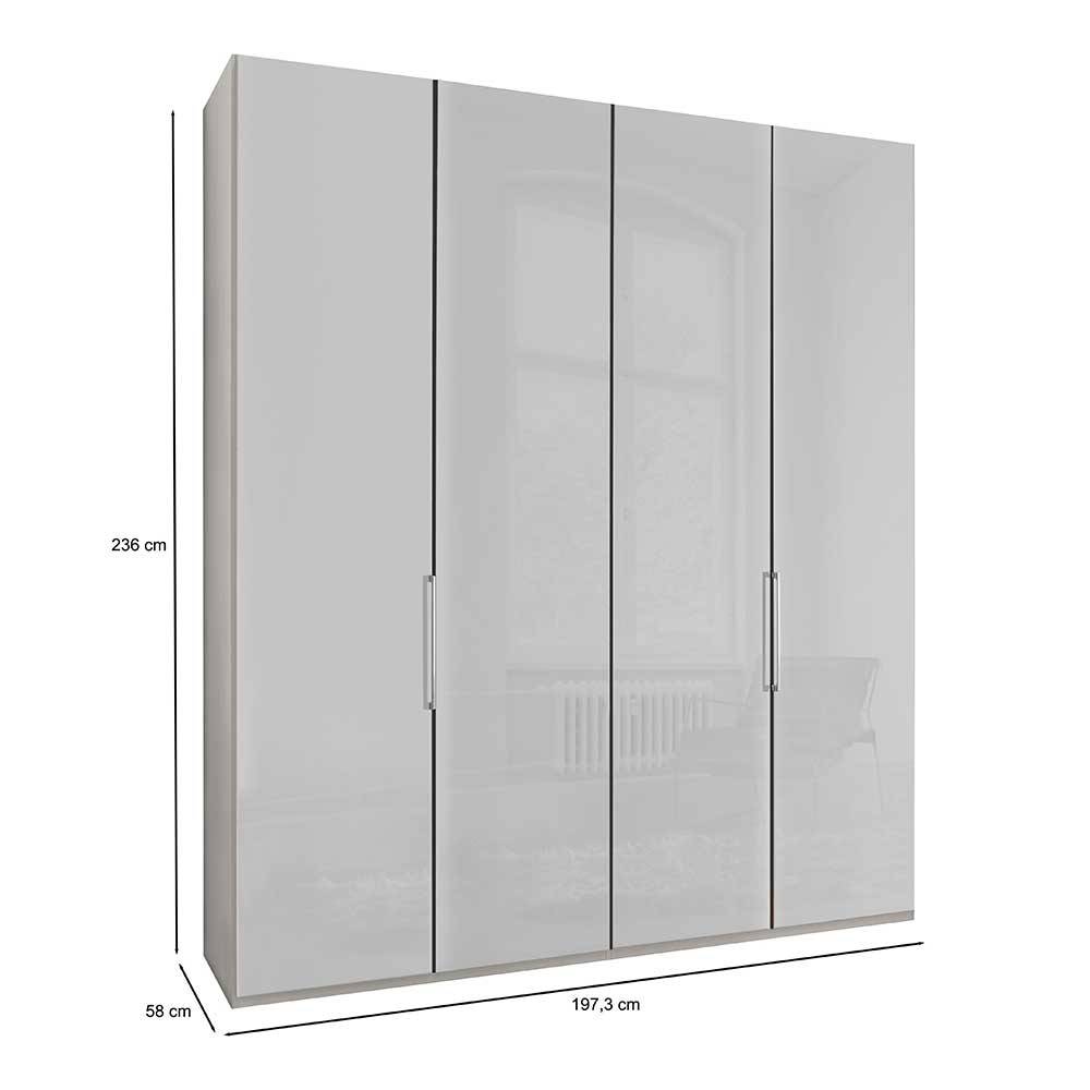 Falttürenkleiderschrank Kandu 200 cm breit mit Metallgriffen