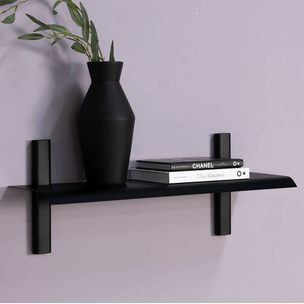 Wandboard Velletriu in Schwarz pulverbeschichtet aus Stahl