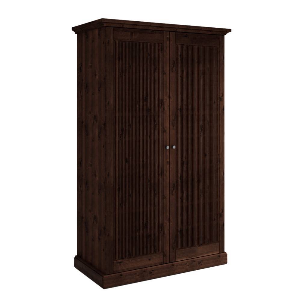 Kleiderschrank Massivholz Phelix in Dunkelbraun im Landhausstil