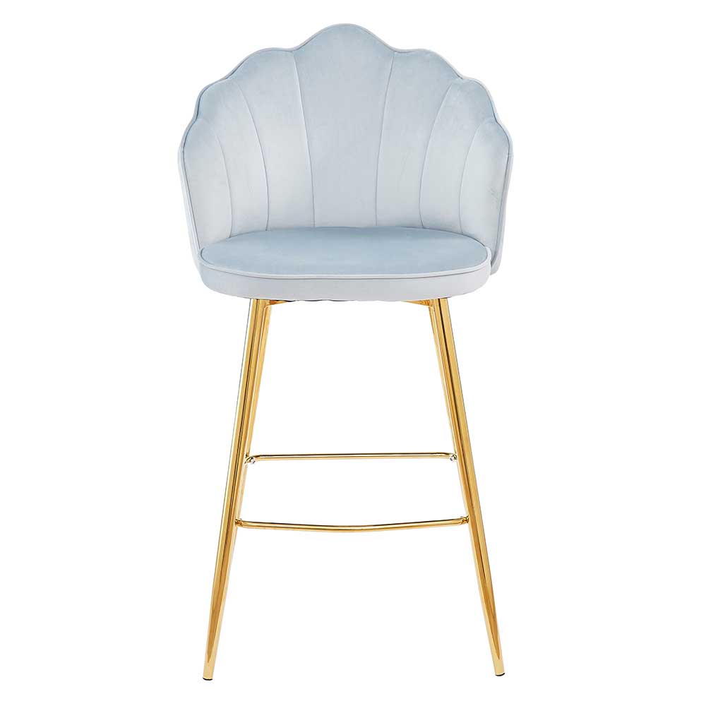 Designbarhocker Syndria in Hellgrau und Gold Muschelform (2er Set)