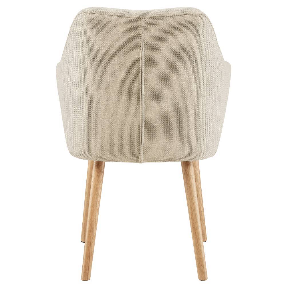 Armlehnstuhl Dori in Beige mit Gestell aus Massivholz