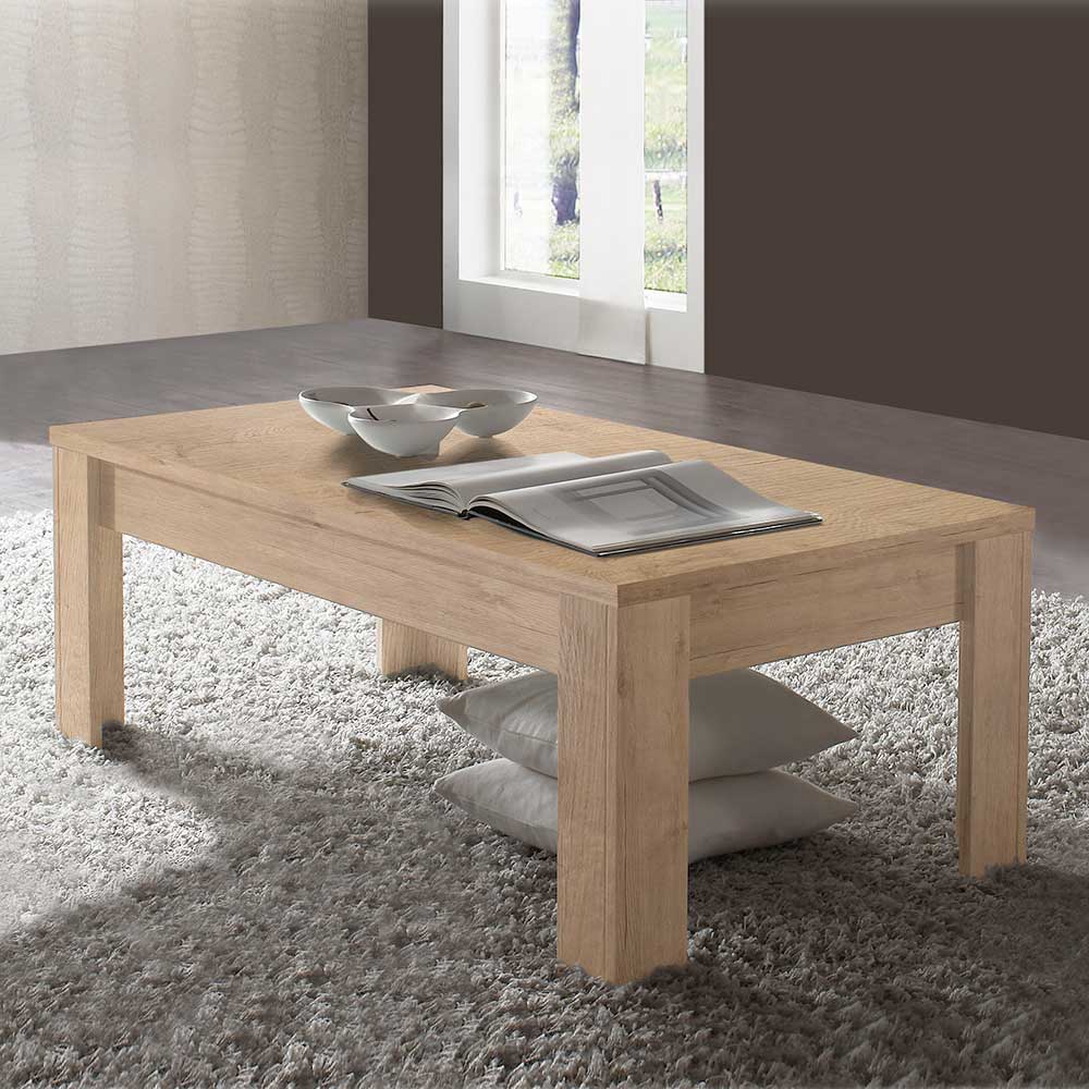 Wohnzimmer Couchtisch Lampione in Eiche im Retro Design