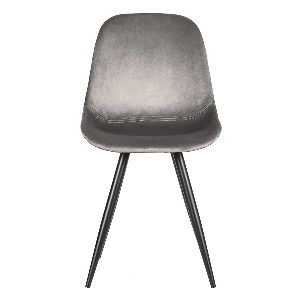 Grauer Samt Stuhl Set Opium mit Gestell aus Metall im Skandi Design (2er Set)