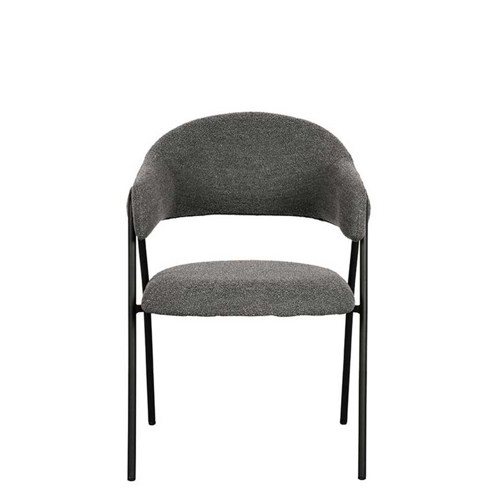 Esszimmerstuhl Mauritius aus Boucle mit Armlehnen (2er Set)