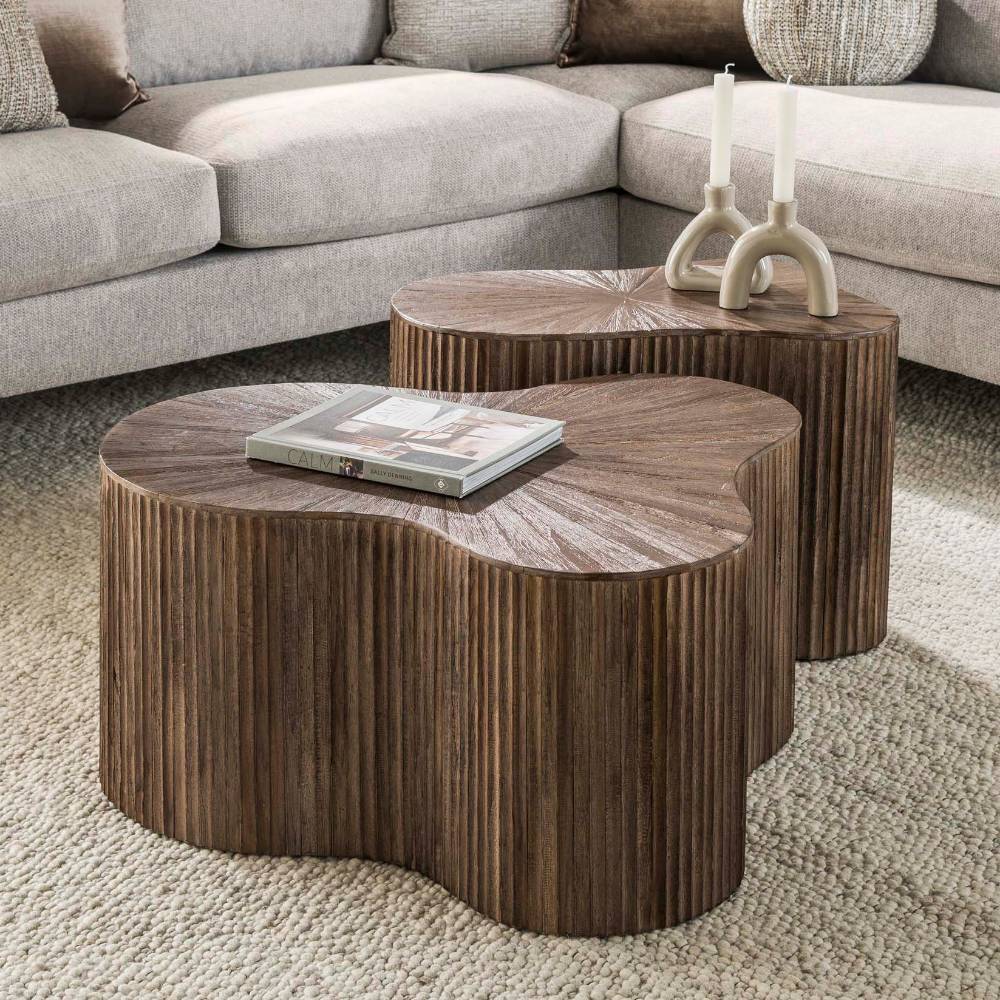 Satztisch Figureras in organischer Form aus Teak Massivholz (zweiteilig)