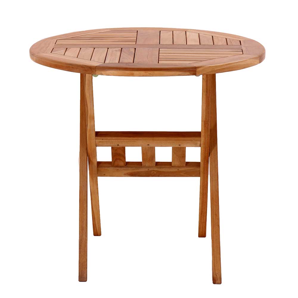 Garten Klapptisch Spadarius aus Teak Massivholz rund