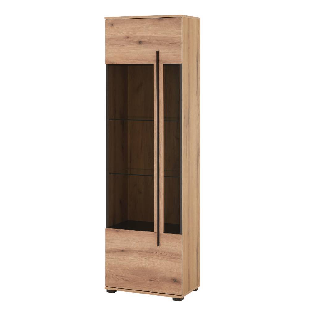 Wohnwand modern Cemutra in Eichefarben 200 cm hoch (vierteilig)