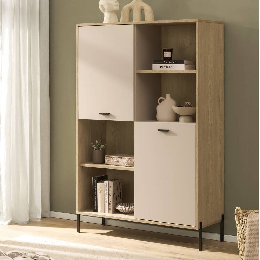 Wohnzimmerschrank Zimena in Eichefarben mit Drehtüren