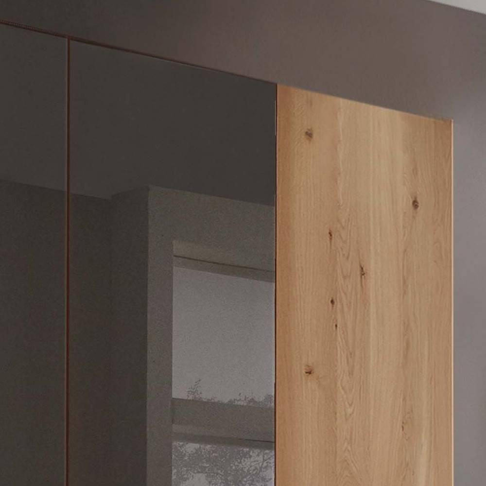 Drehtürenkleiderschrank modern Merkur in Eiche Bianco und Dunkelbraun