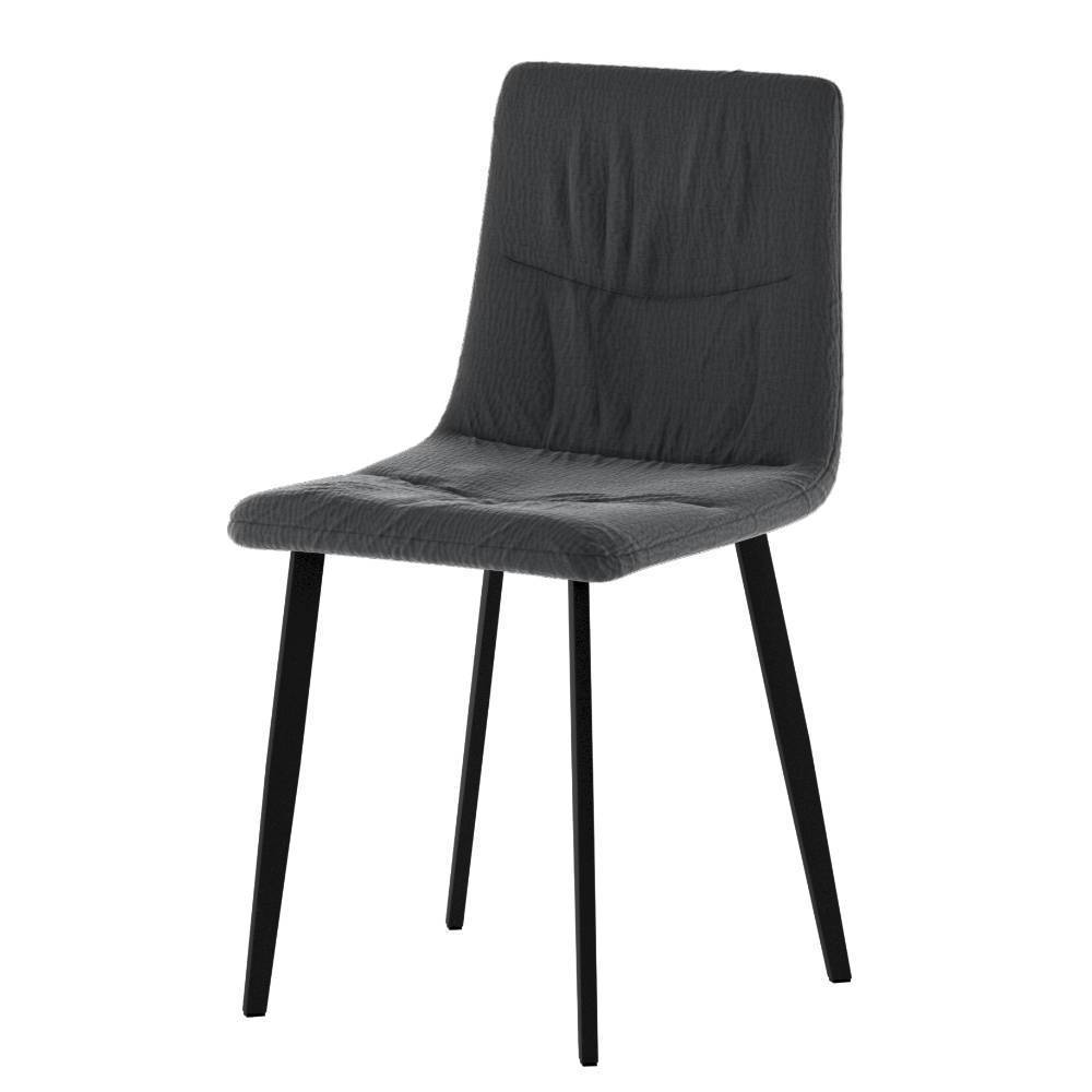 Polsterstuhl Esszimmer Francy in Dunkelgrau mit Gestell aus Metall (4er Set)
