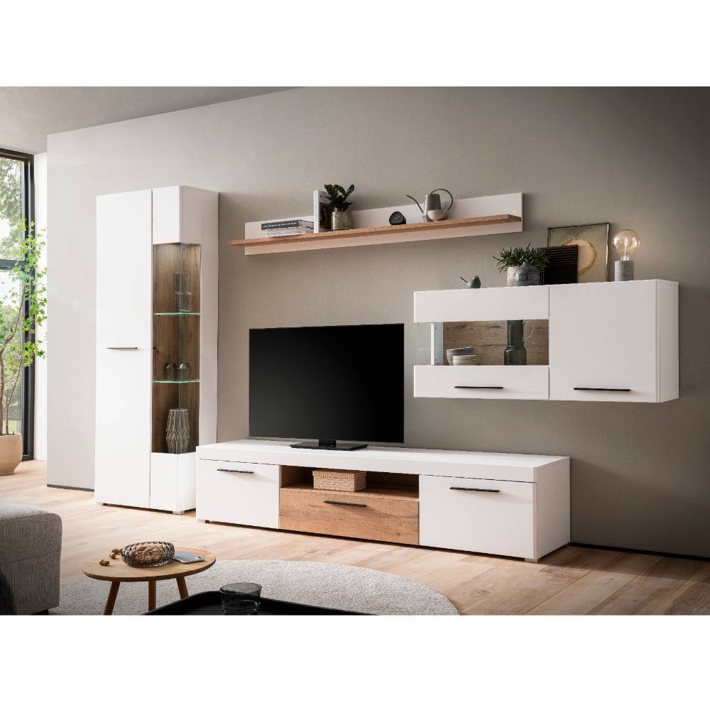 Wohnwand Vrenessa in modernem Design 200 cm hoch (vierteilig)