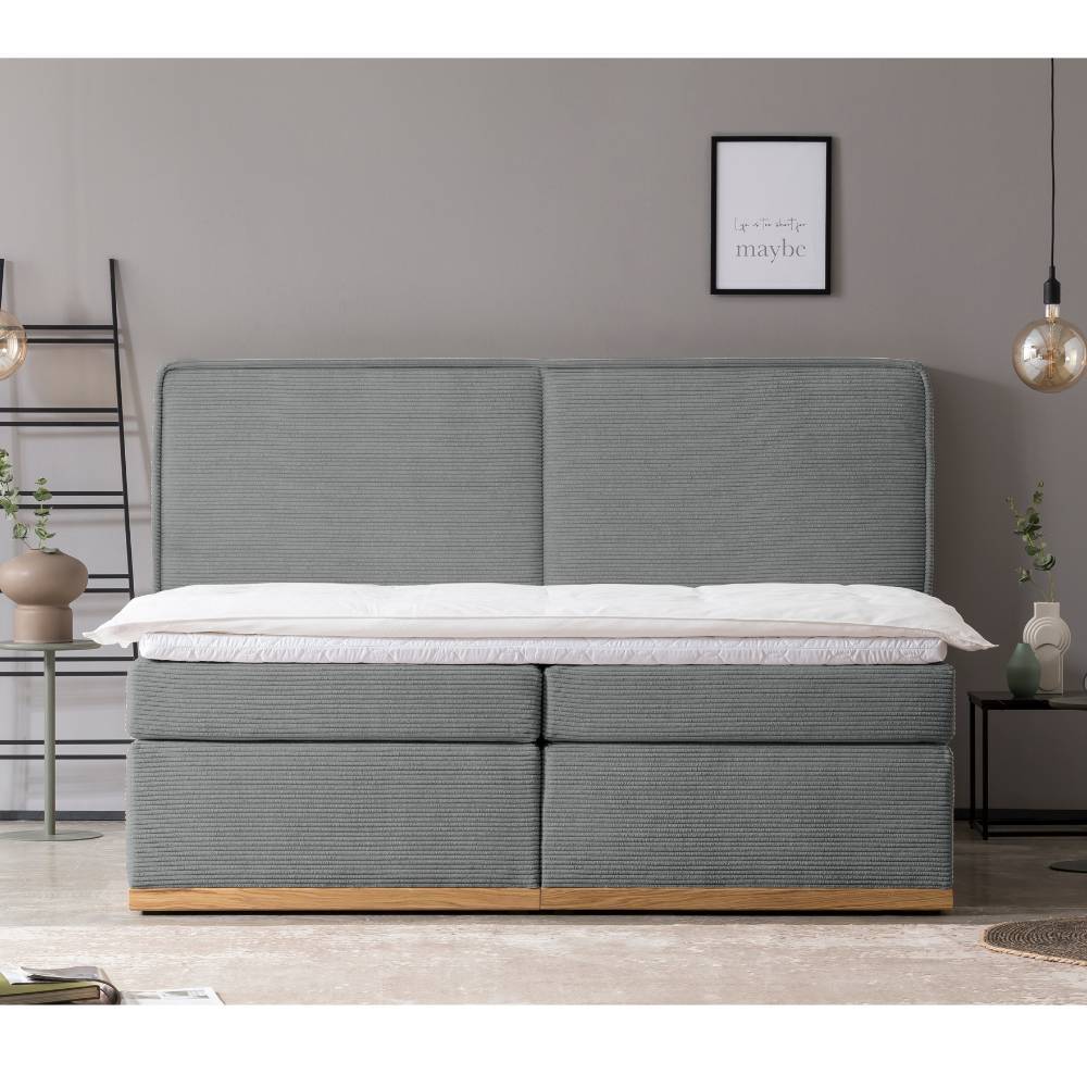 Boxspring Bett Frisata aus Breitcord in Anthrazit