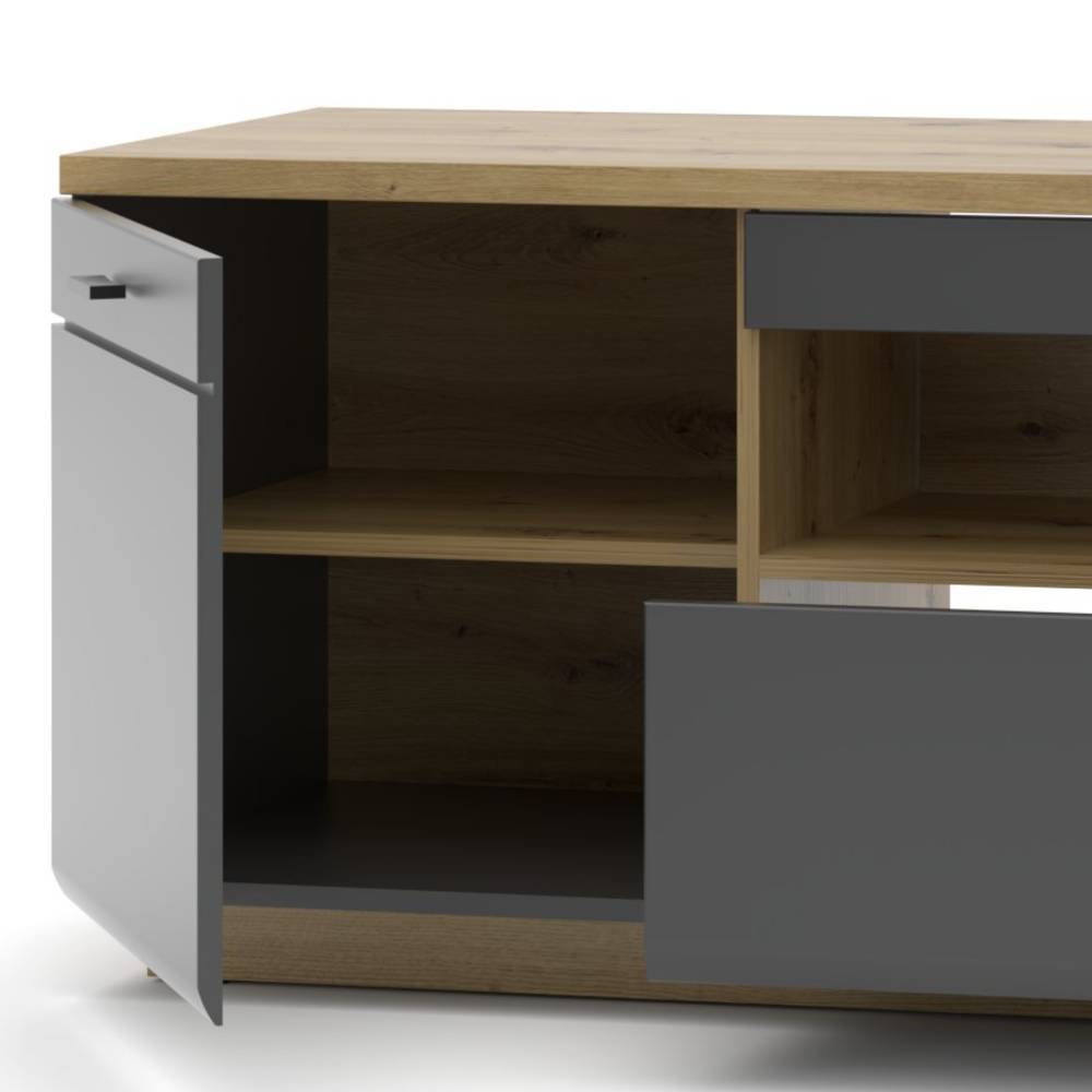Wohnwand Yarisis in modernem Design 230 cm hoch (sechsteilig)