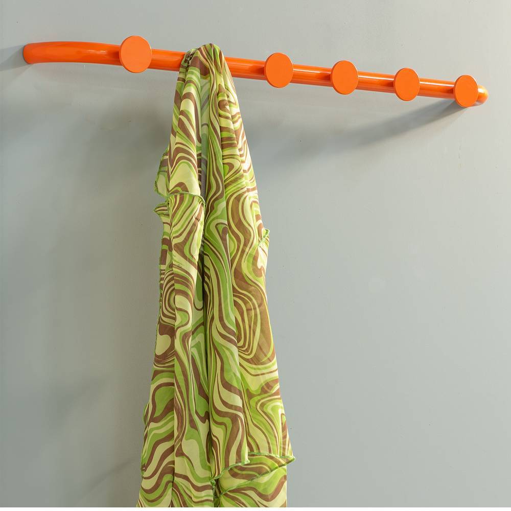Retrostil Garderobenleiste Biancaneve in Orange mit 6 Kleiderhaken