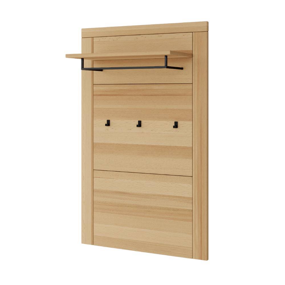 Wandgarderobe Zella in Kernbuchefarben mit 3 Kleiderhaken