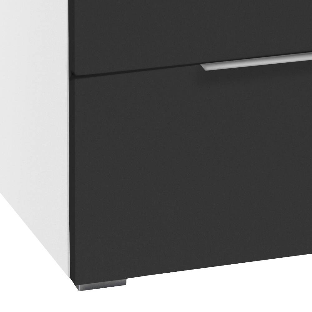 Schubladen Sidebord Junetega in Anthrazit und Weiß