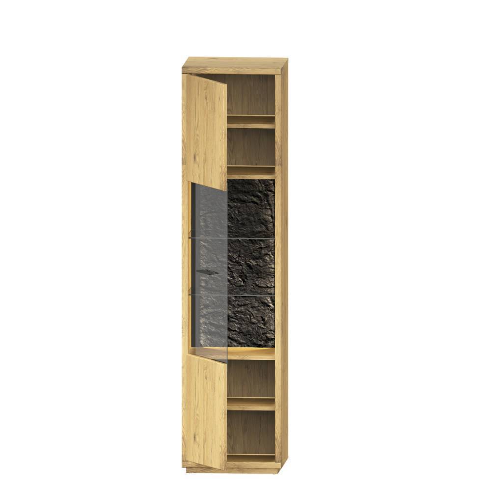 Wohnwand modern Ostoro in Wildeiche Bianco 206 cm hoch (dreiteilig)