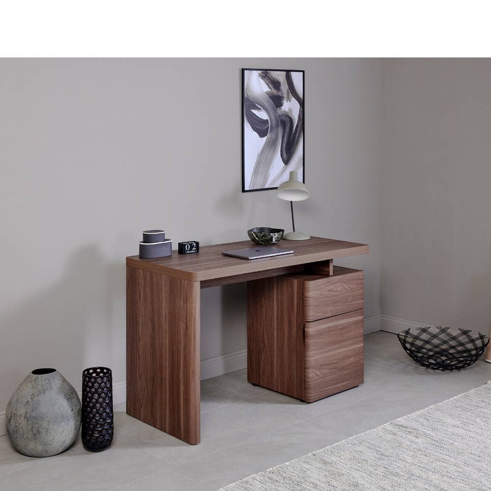 Designschreibtisch Lorossa in Walnussfarben 120 cm breit