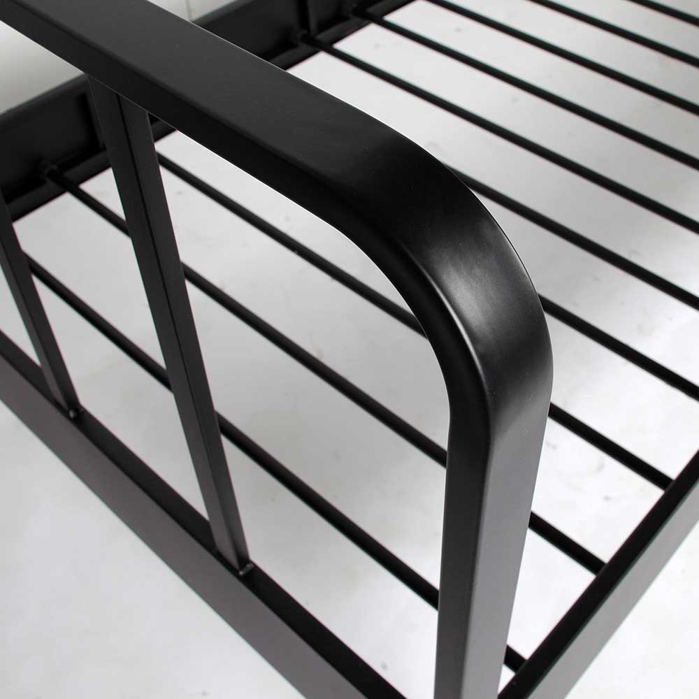 Schwarzes Metall Bett Volgan im Retrostil 42 cm Einstiegshöhe