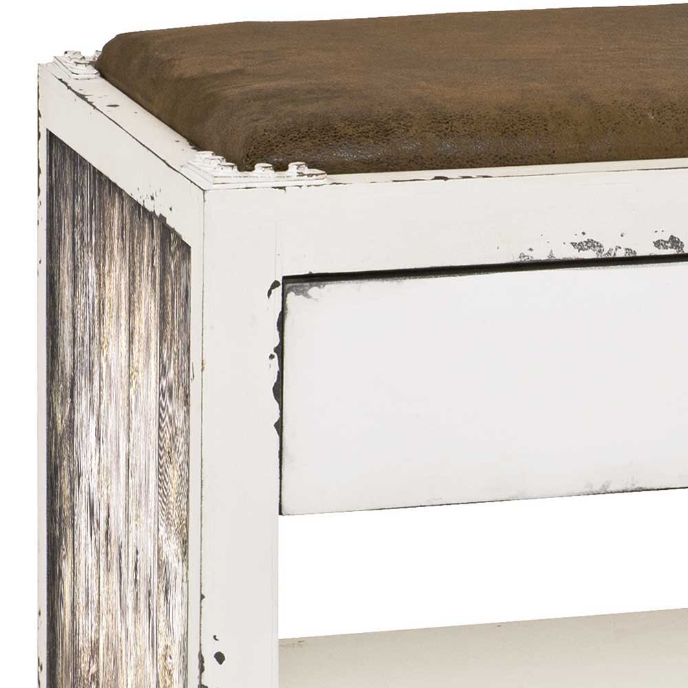 Dielenbank Naomi im Shabby Chic Design in Weiß und Braun