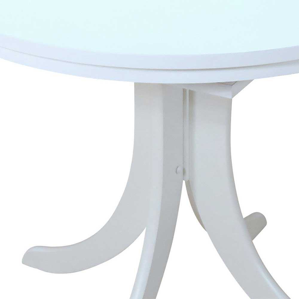 Esszimmer Garnitur Cestrina in Weiß & Grau mit rundem Tisch (fünfteilig)