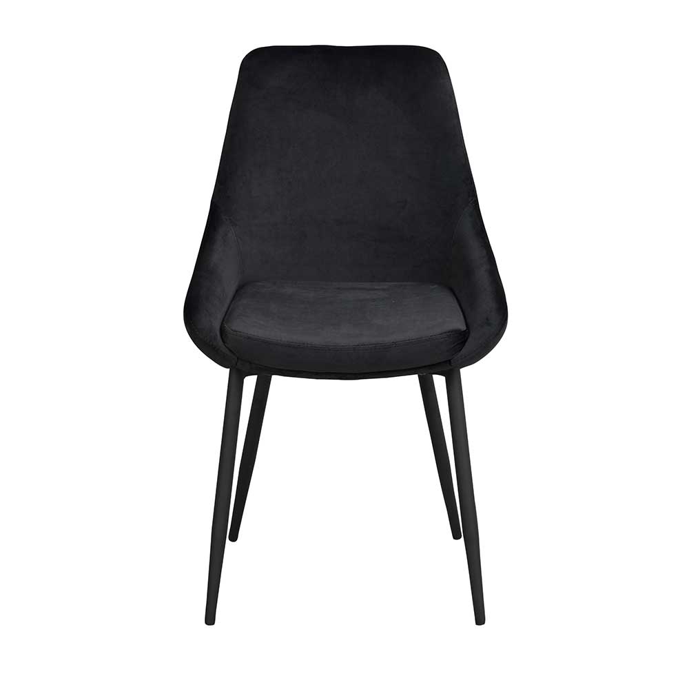 Stühle Lanaga in Schwarz Samt modern (2er Set)
