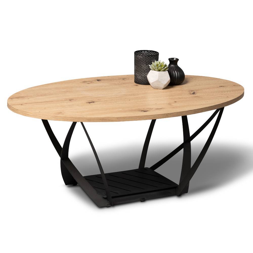 Wohnzimmer Tisch Phelix in ovaler Form 100 cm breit