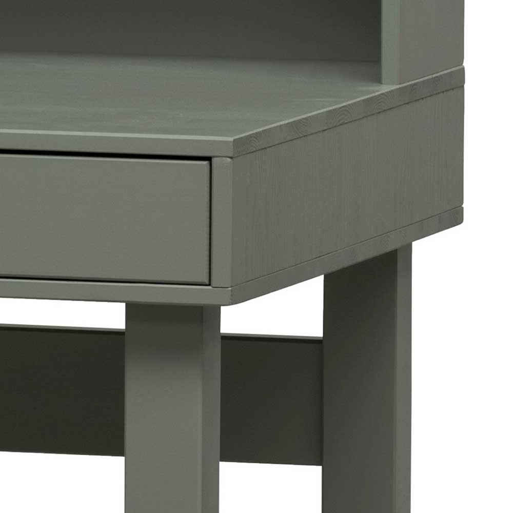 Schreibtisch Navulido in Graugrün aus Kiefer Massivholz