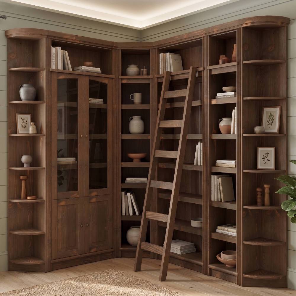 Dunkelbraunes Eck Regal Naguera in Dunkelbraun 220 cm hoch